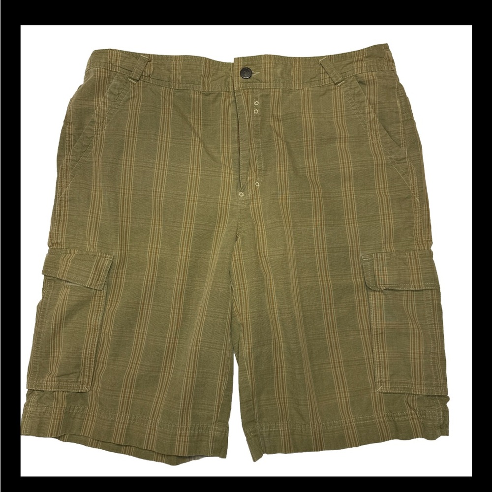 Patagonia Shorts Mens 36 Brown Green Cargo Striped Stretch Outdoors EUC Gorpcore